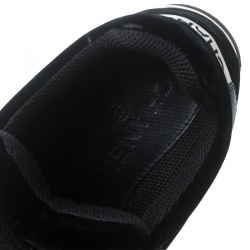 Pre Owned Chanel Black Velvet/Leather and Suede CC Logo Lace Up Sneakers Size 36.5