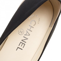 Pre Owned Chanel Black Fabric CC Camellia Embellished Ballet Flats Size 38