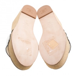 Chanel White Weave Effect Leather Platform Slides Size 39.5