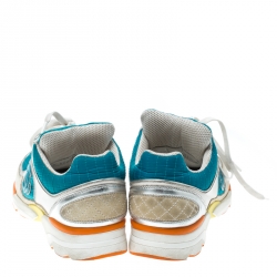 مملوكة مسبقًا Chanel Multicolor Nylon And Leather CC Logo Lace Up Sneakers Size 37.5