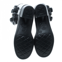 Chanel Black Rubber Camelia Rain Boots Size 35