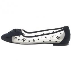 مملوكة مسبقًا Chanel CC Mesh Bow Ballet Flats Size 38.5