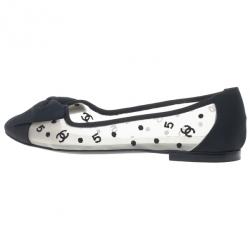 مملوكة مسبقًا Chanel CC Mesh Bow Ballet Flats Size 38.5