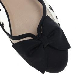 مملوكة مسبقًا Chanel CC Mesh Bow Ballet Flats Size 38.5