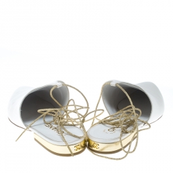 Chanel White Satin Pointed Toe Ankle Wrap Mules Size 39.5