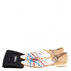 Chanel Multicolor Leather and Suede Knot Detail Flat Sandals Size 40