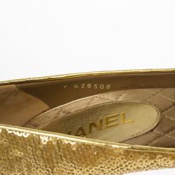 مملوكة مسبقًا Chanel Gold Sequins Pumps Size 40
