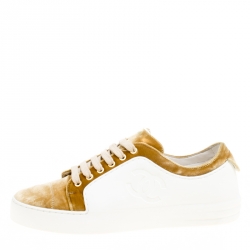 Pre Owned حذاء رياضي شانيل نعل سميك متيرز دارت 2017 باريس كوزموبوليت كولكشن مطاط وقطيفة مقاس 36