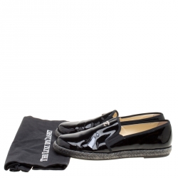 Pre Owned Chanel Black Patent Leather Flattie CC Logo Espadrille Loafers Size 39.5