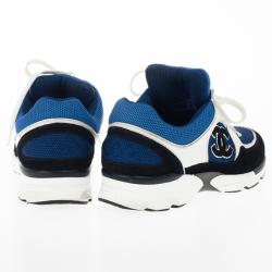 Pre Owned Chanel Black, White & Blue Lace Up Sneakers Size 38.5