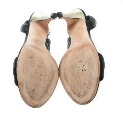 Pre Owned Chanel Black Quilted Leather D'orsay Slingback Sandals Size 38