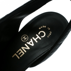 Pre Owned Chanel Black Quilted Leather D'orsay Slingback Sandals Size 38