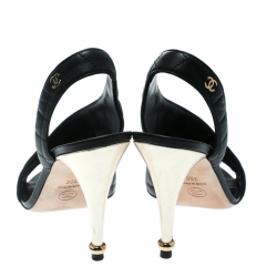 Pre Owned Chanel Black Quilted Leather D'orsay Slingback Sandals Size 38