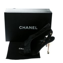Pre Owned Chanel Black Quilted Leather D'orsay Slingback Sandals Size 38
