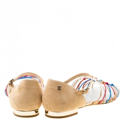 Chanel Multicolor Leather and Suede Knot Detail Flat Sandals Size 41