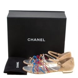 Chanel Multicolor Leather and Suede Knot Detail Flat Sandals Size 41