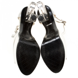 Chanel Metallic Silver Miami Vice Gun Platform Sandals Size 39