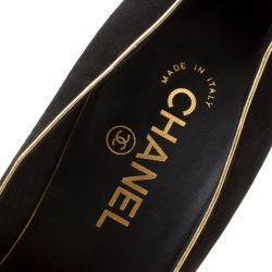 Pre Owned  Chanel Black Suede and Gold Platform Pumps Size 40.5