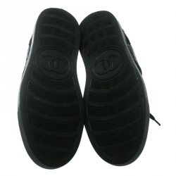 مملوكة مسبقًا Chanel Black Canvas and Leather Cap Toe Lace Up Sneakers Size 40