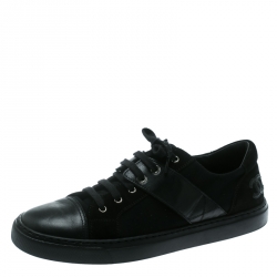 مملوكة مسبقًا Chanel Black Canvas and Leather Cap Toe Lace Up Sneakers Size 40