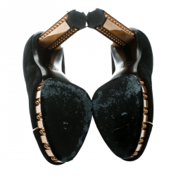 Pre Owned  Chanel Black Suede and Gold Platform Pumps Size 40