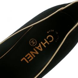 Pre Owned  Chanel Black Suede and Gold Platform Pumps Size 40