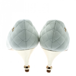 Pre Owned حذاء كعب عالي شانيل CC غطاء مقدمة جلد مبطن أبيض مقاس 35