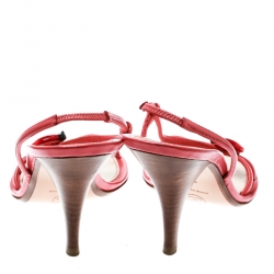 Pre Owned Chanel Pink Leather Ladybug Embellished Sandals Size 37.5