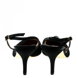 Pre Owned صندل شانيل فتحة كعب مقدمة مدببة سويدي أسود مقاس 37