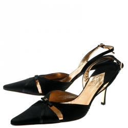 Pre Owned صندل شانيل فتحة كعب مقدمة مدببة سويدي أسود مقاس 37