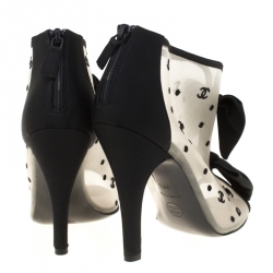 Chanel Black 'CC' Mesh Open Toe Bowtie Ankle Booties Size 38.5