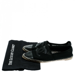 مملوكة مسبقًا Chanel Black Leather and Mesh CC Espadrilles Size 41