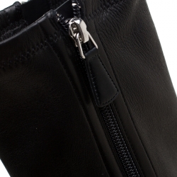 Chanel Black Quilted Leather CC Cap Toe Knee High Boots Size 39