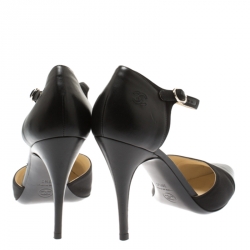 Chanel Black Fabric And Leather Cap Toe CC Ankle Strap Sandals Size 39.5