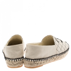 Pre Owned Chanel Beige Canvas CC Espadrilles Size 39