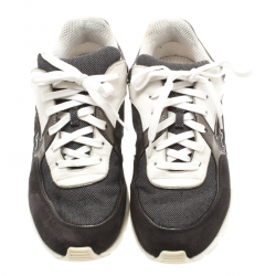 Pre Owned Chanel Multicolor Canvas And Suede CC Logo Lace Up Sneakers Size 37