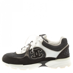 Pre Owned Chanel Multicolor Canvas And Suede CC Logo Lace Up Sneakers Size 37