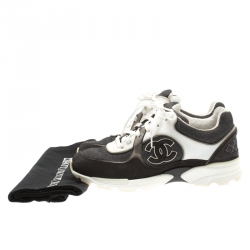 Pre Owned Chanel Multicolor Canvas And Suede CC Logo Lace Up Sneakers Size 37