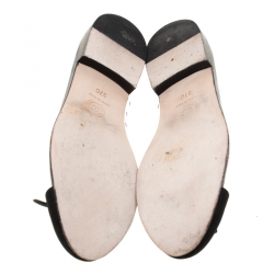 Pre Owned Chanel Black PVC And Fabric CC Cap Toe Bow Ballet Flats Size 37