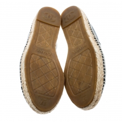 Pre Owned Chanel Black Leather CC Espadrilles Size 37