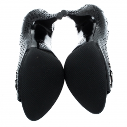 Pre Owned Chanel Black Python Leather CC Chain Detail Peep Toe Pumps Size 36