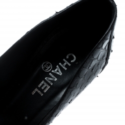 Pre Owned Chanel Black Python Leather CC Chain Detail Peep Toe Pumps Size 36