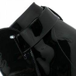 Chanel Green/Black Patent Leather Cap Toe Platform Ankle Boots Size 37