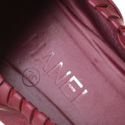 Pre Owned Chanel Burgundy Leather CC Bow Cap Toe Scrunch Ballet Flats Size 36