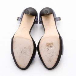Pre Owned Chanel Lavender Leather Ankle Strap Sandals Size 38