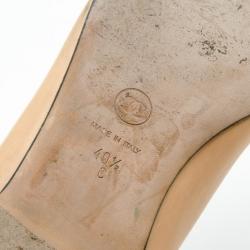 Pre Owned Chanel Peach and Black Cap Toe CC Ballet Flats Size 40.5