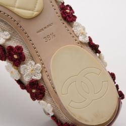 مملوكة مسبقًا Chanel Flower Embellished Cap Toe Ballet Flats Size 39.5