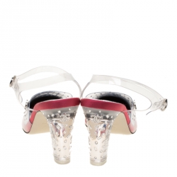 Chanel Tricolor PVC And Fabric Cap Toe Slingback Sandals Size 38.5