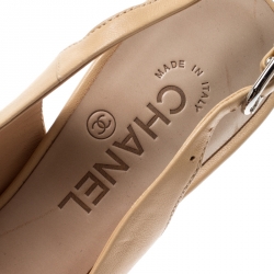 Pre Owned صندل شانيل فتحة كعب CC نعل سميك 