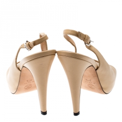 Pre Owned صندل شانيل فتحة كعب CC نعل سميك 